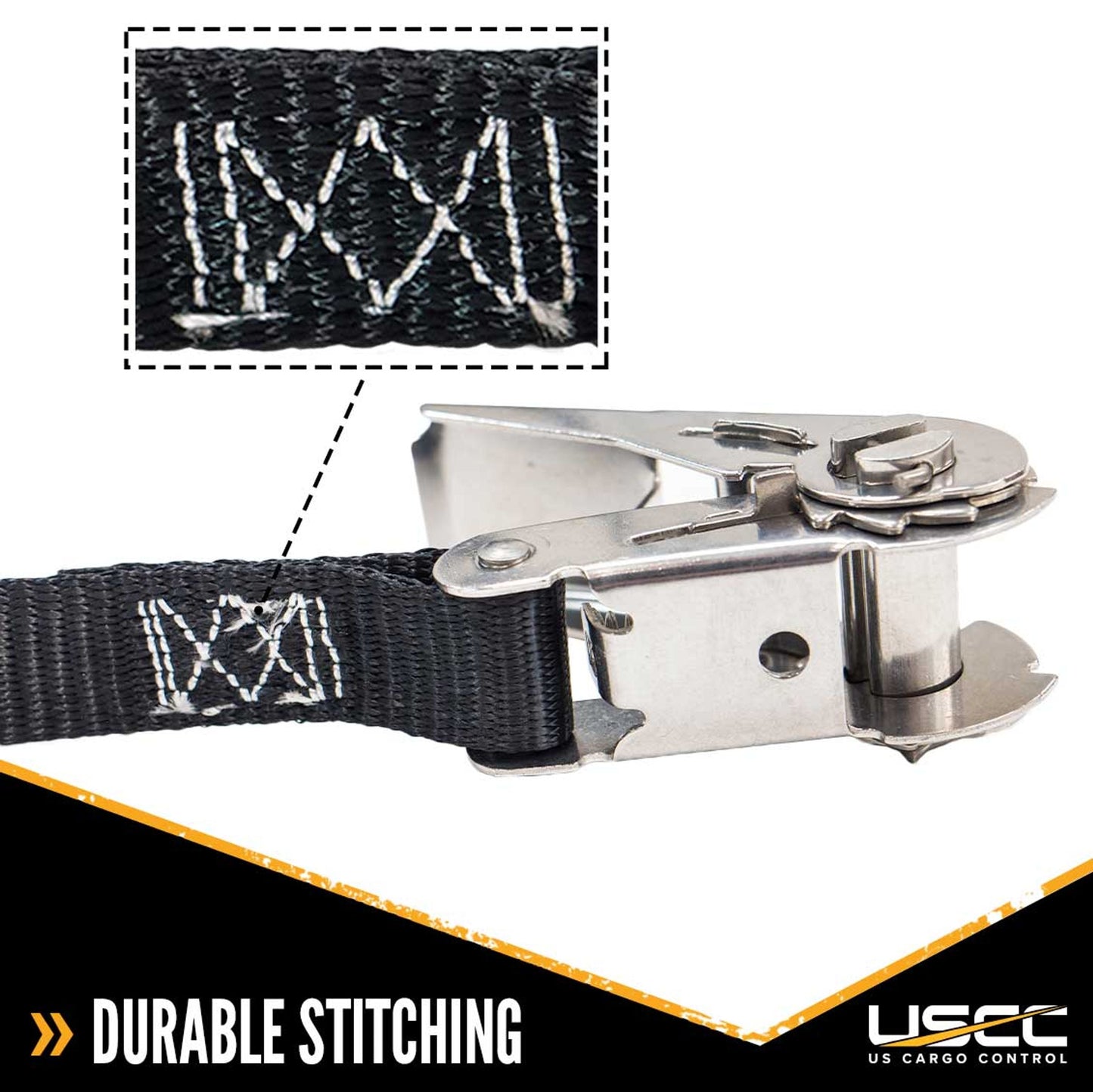 1" x 15' Black Endless Stainless Steel Thumb Ratchet