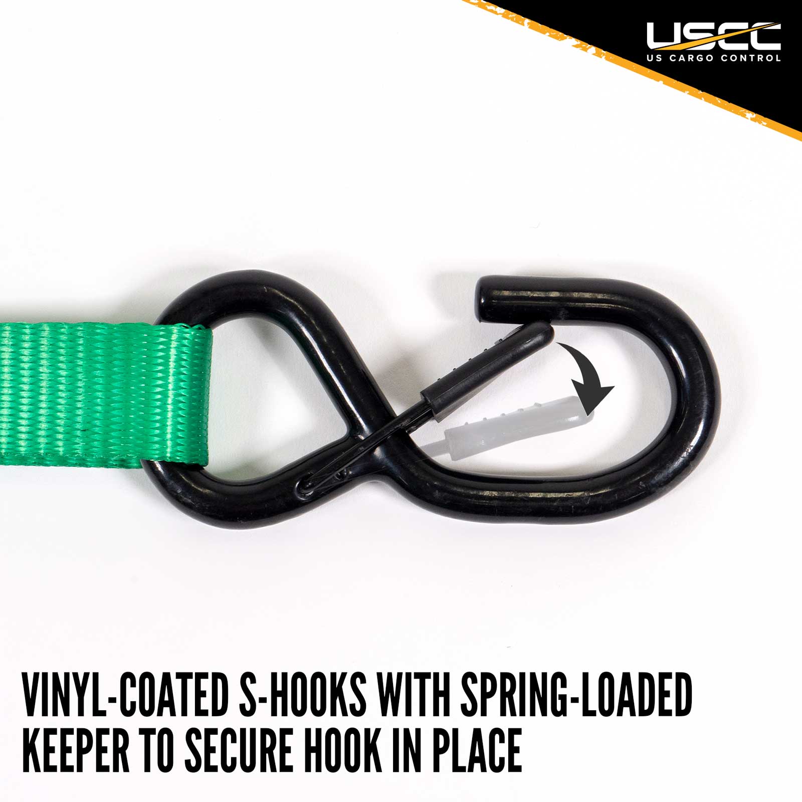 1" x 20' Green Ratchet Strap w/ S-Hook and Keeper