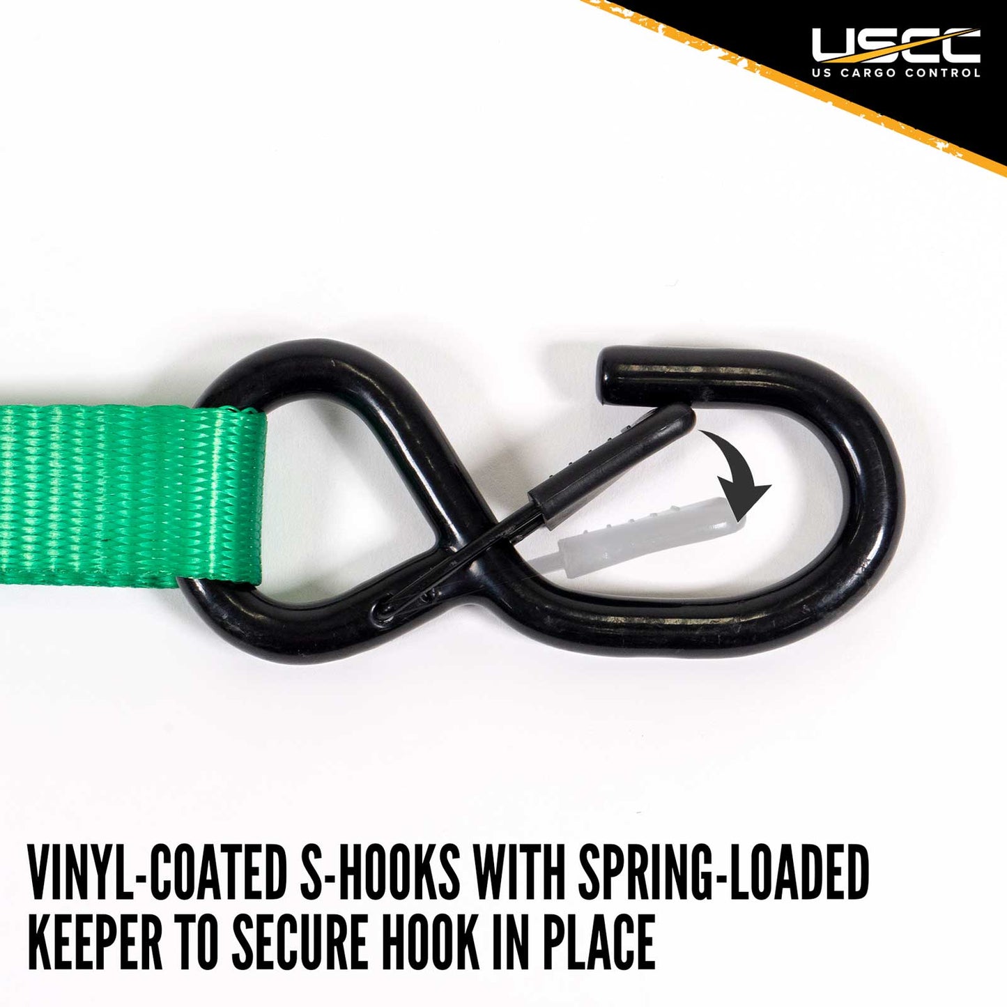 1" x 10' Green Ratchet Strap w/ S-Hook and Keeper