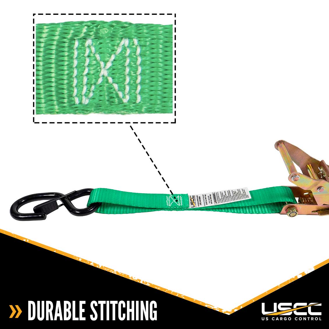 1" x 20' Green Ratchet Strap w/ S-Hook and Keeper