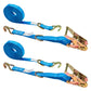 1" x 15' Ratchet Strap w/ J-Hook & D-Ring | 2-Pack
