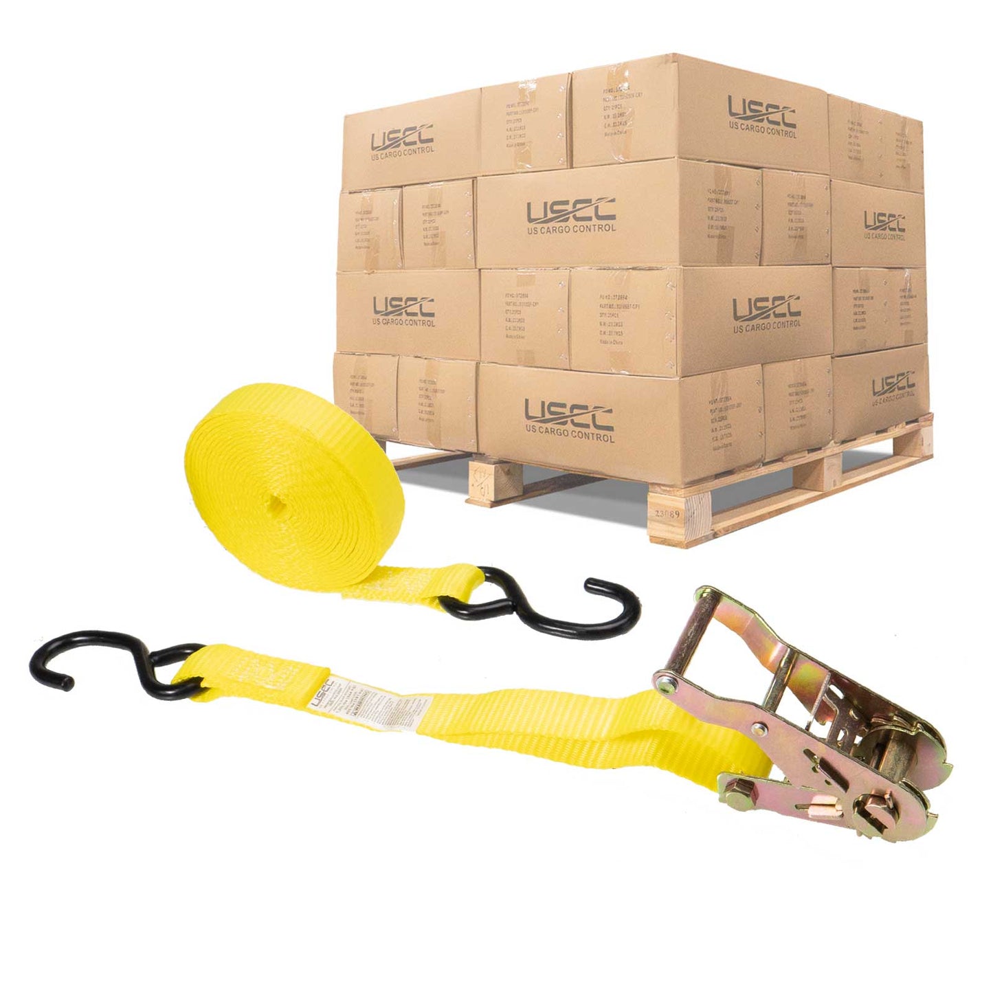 1" x 10' Ratchet Strap w/ S-Hook | 1440-Pack (Pallet)