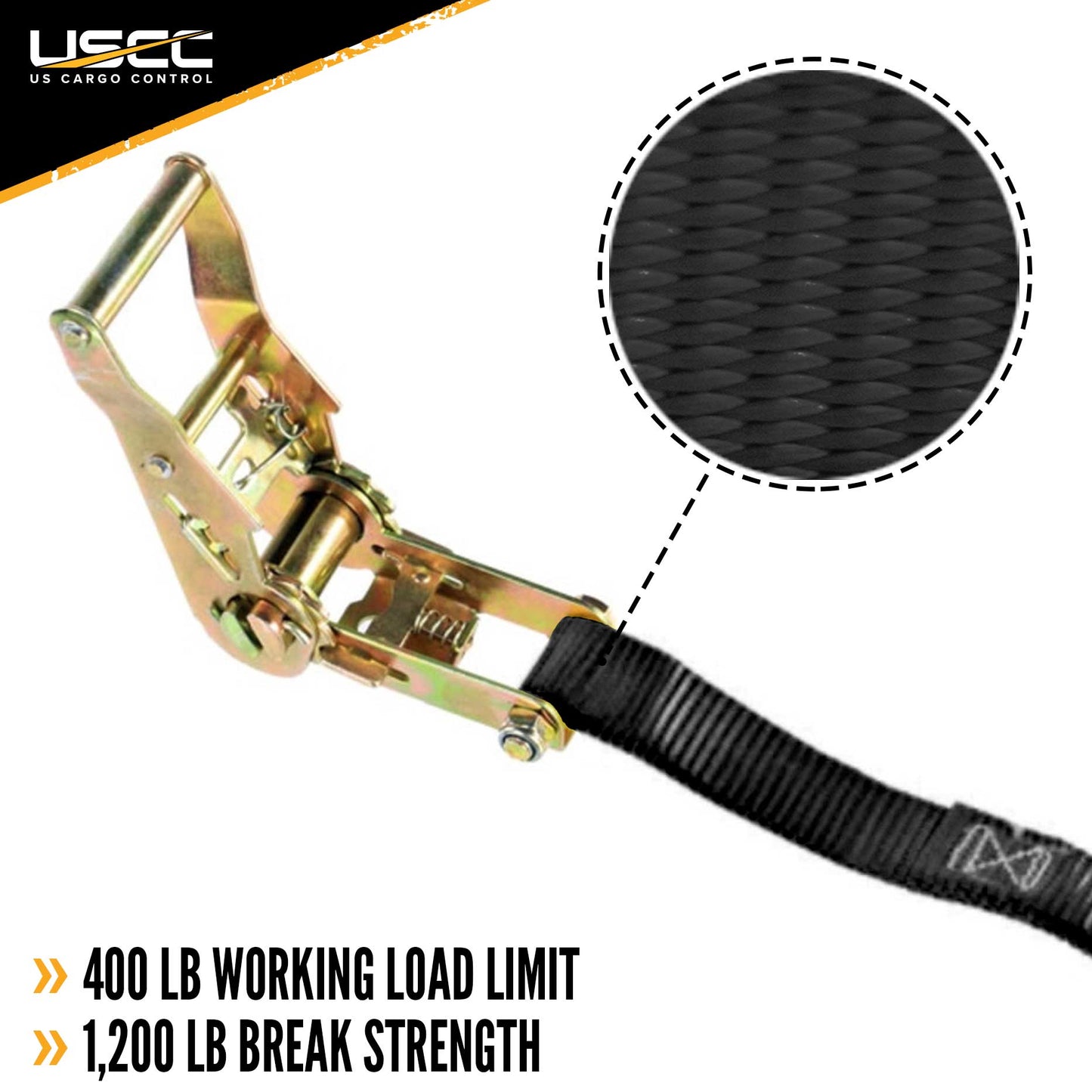 1" x 16' Ratchet Strap w/ Vinyl Coated S-Hook | 960-Pack (Pallet)