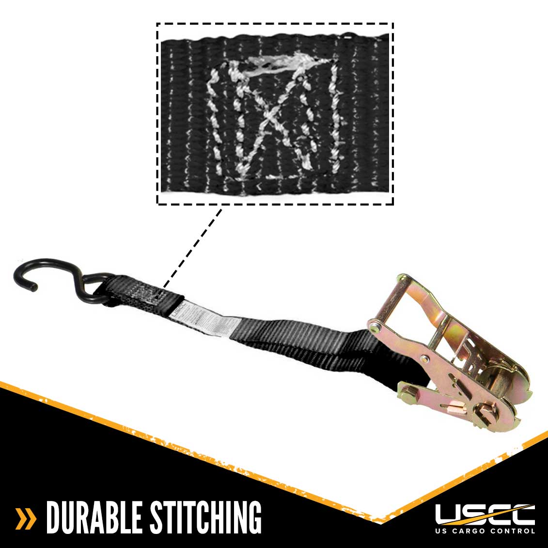 1" x 16' Ratchet Strap w/ Vinyl Coated S-Hook | 960-Pack (Pallet)