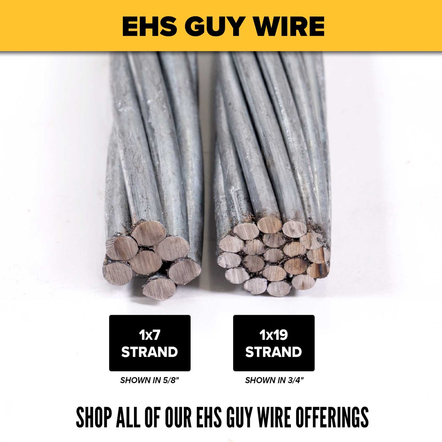 1" 1x19 EHS Galvanized Guy Wire | 5,000 Feet