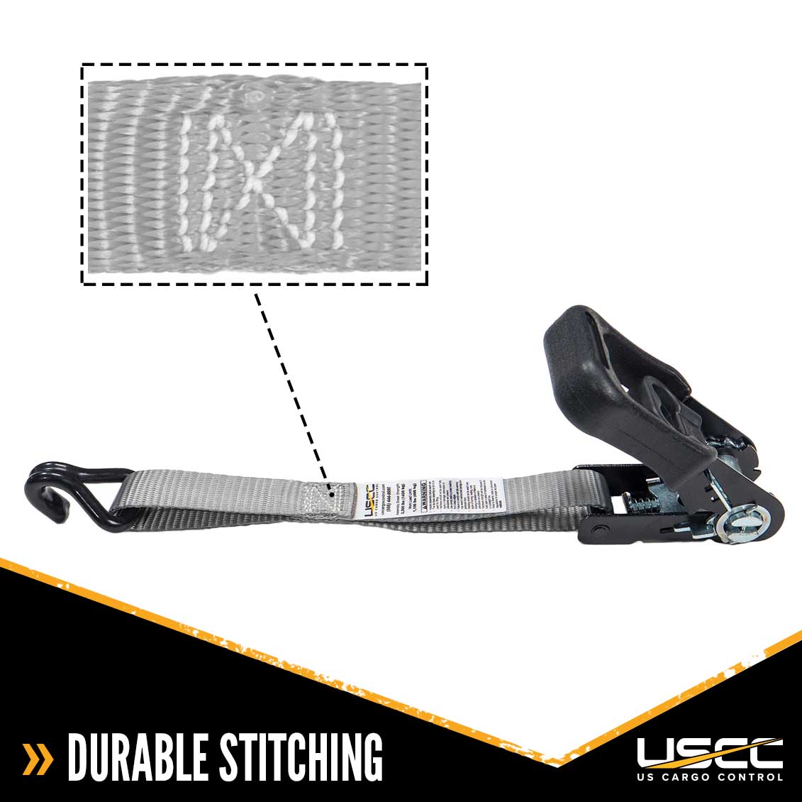 1" x 20' Rubber Coated Ratchet Strap w/ Vinyl Coated Wire Hooks | 2-Pack