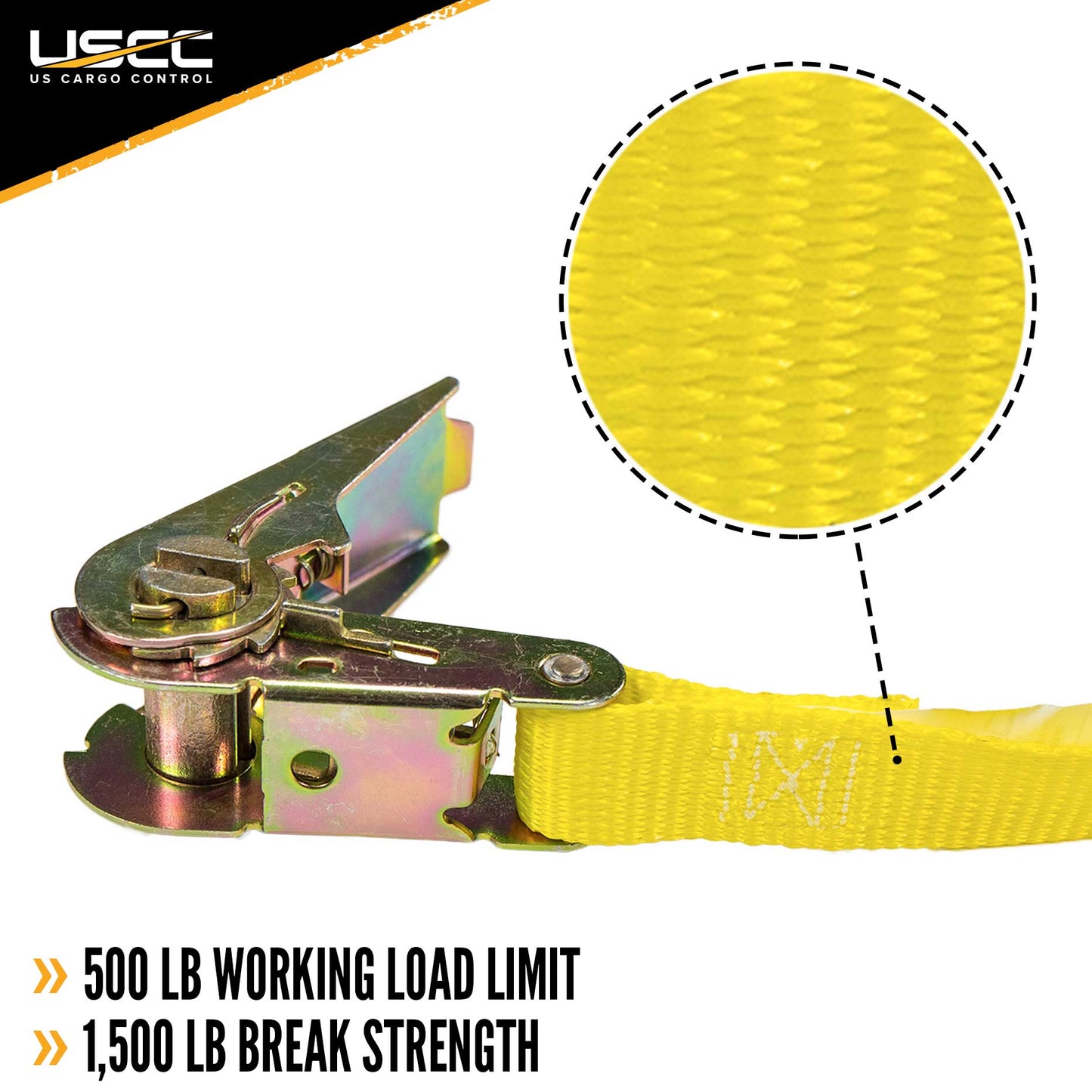 1" x 20' Yellow Endless Ratchet Strap