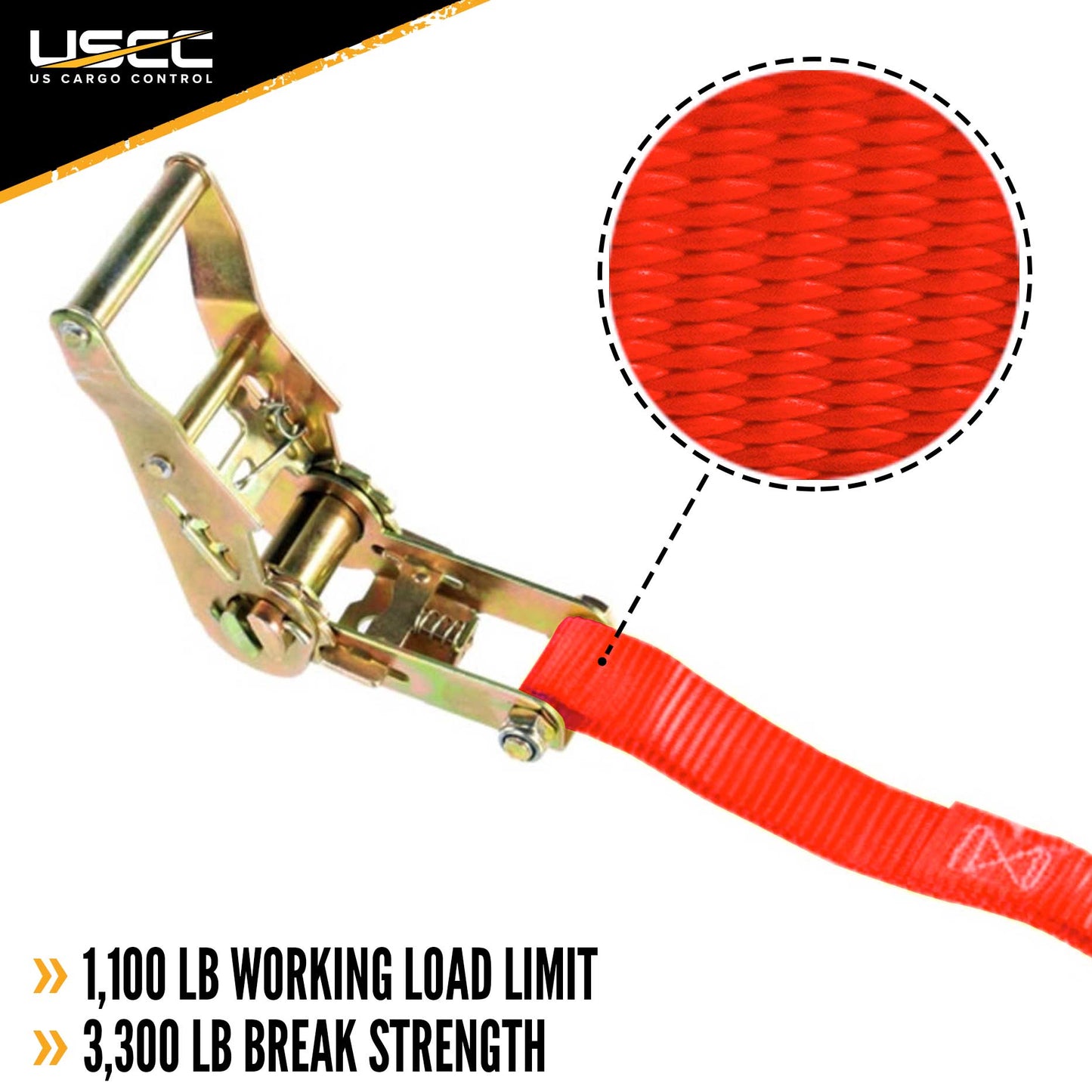 1" x 15' Ratchet Strap w/ Vinyl Coated Wire Hooks | 4-Pack