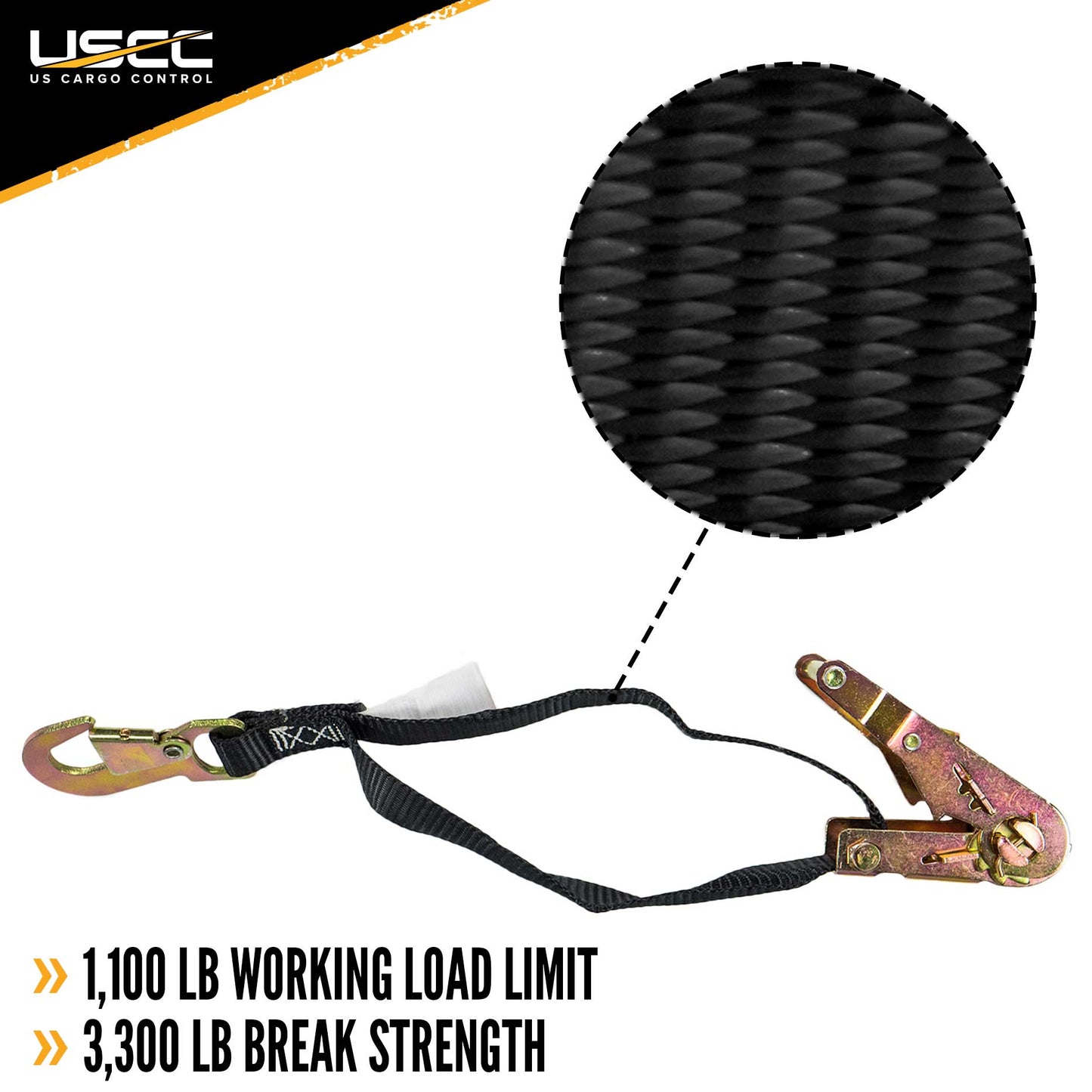 1" x 6' Ratchet Strap w/ Flat Snap Hooks | 40-Pack