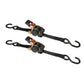 1" x 6' Retractable Ratchet Strap w/ Vinyl Coated S-Hooks and Push Button Release | 2-Pack