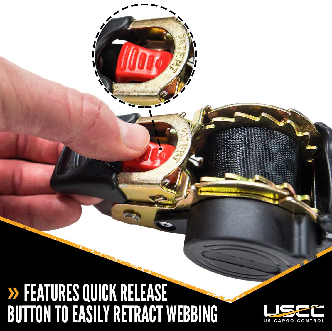 1" x 6' Retractable Ratchet Strap w/ Vinyl Coated S-Hooks and Push Button Release | 4-Pack