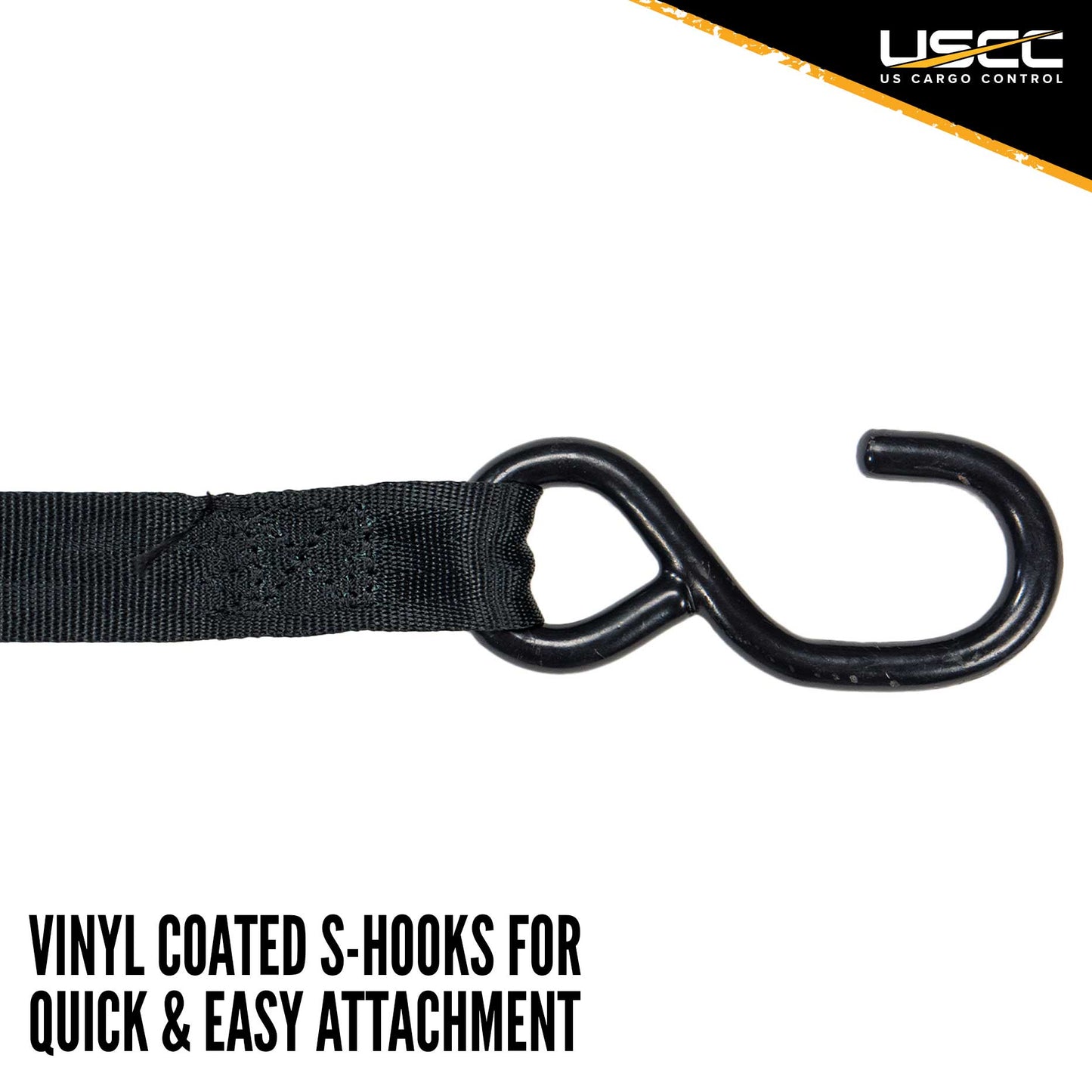 1" x 6' Retractable Ratchet Strap w/ Vinyl Coated S-Hooks and Push Button Release | 4-Pack