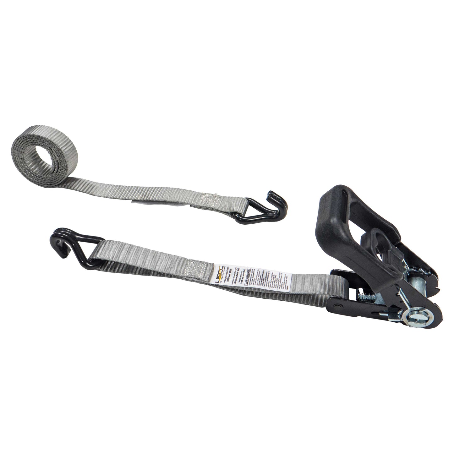 1" x 10' Rubber Coated Ratchet Strap w/ Vinyl Coated Wire Hooks