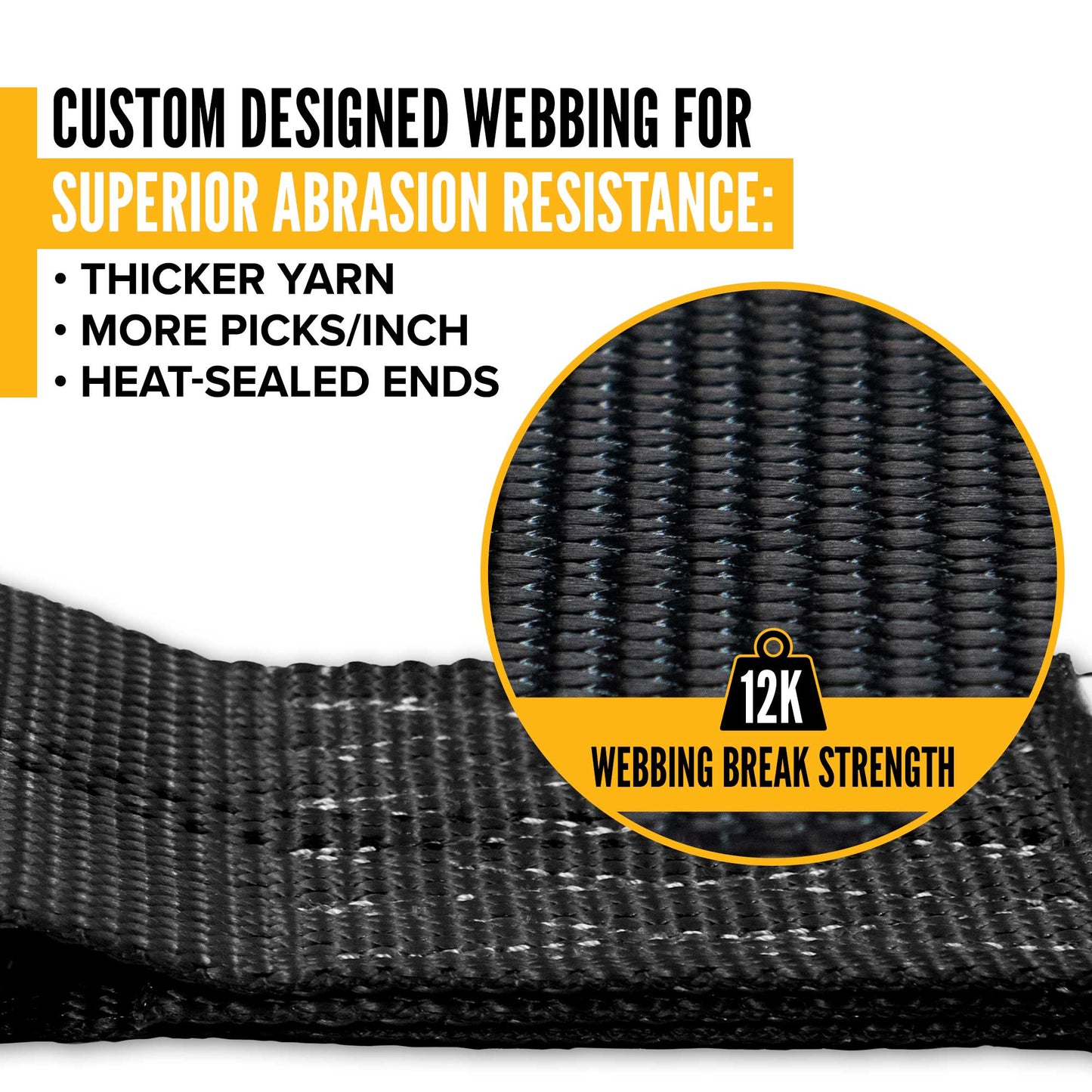 2" x 12' Car Tie Down Ratchet Strap with Twisted Snap Hooks | Black | 16-Pack
