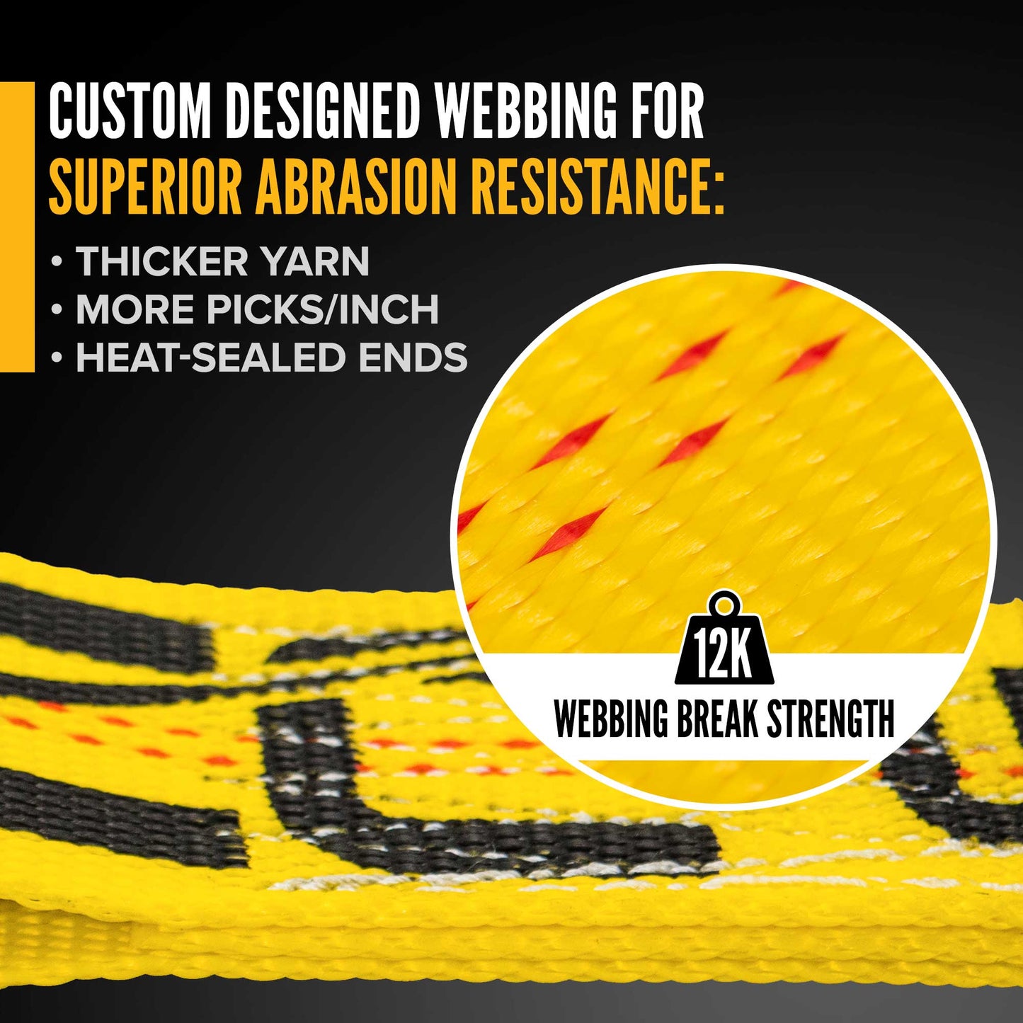 2" x 18' Ratchet Strap with Wire / Double J Hooks | Yellow | 4-Pack
