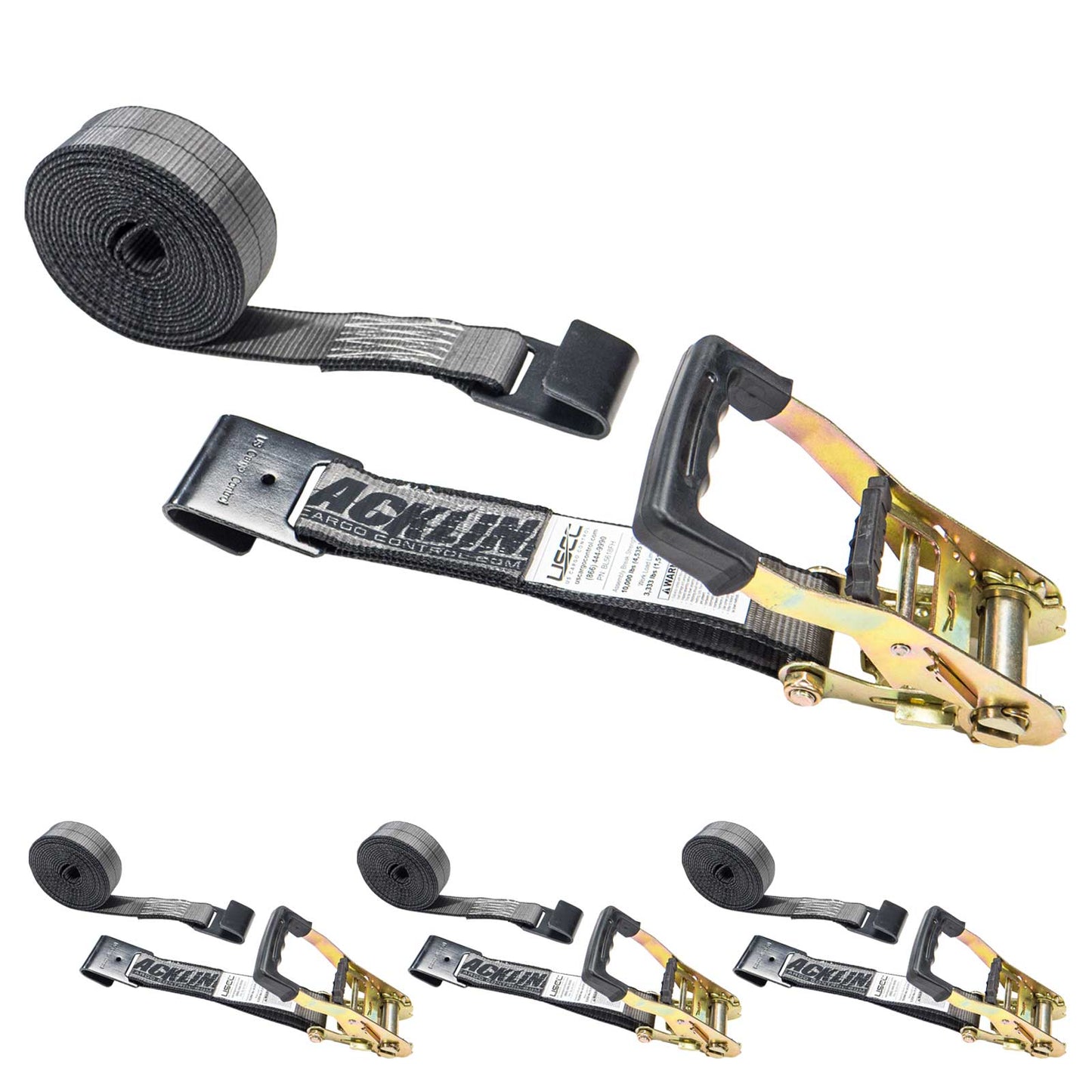 Blackline 2" x 30' Heavy-Duty Ratchet Strap with Flat Hooks | 2-Pack