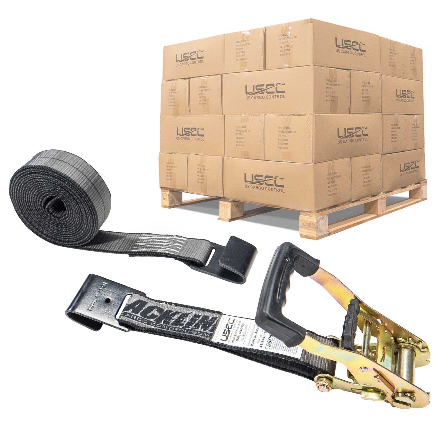 Blackline 2" x 30' Heavy-Duty Ratchet Strap with Flat Hooks | 320-Pack (Pallet)