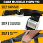 2" x 12' Yellow Cam Buckle Strap with Plate Trailer F-Hooks