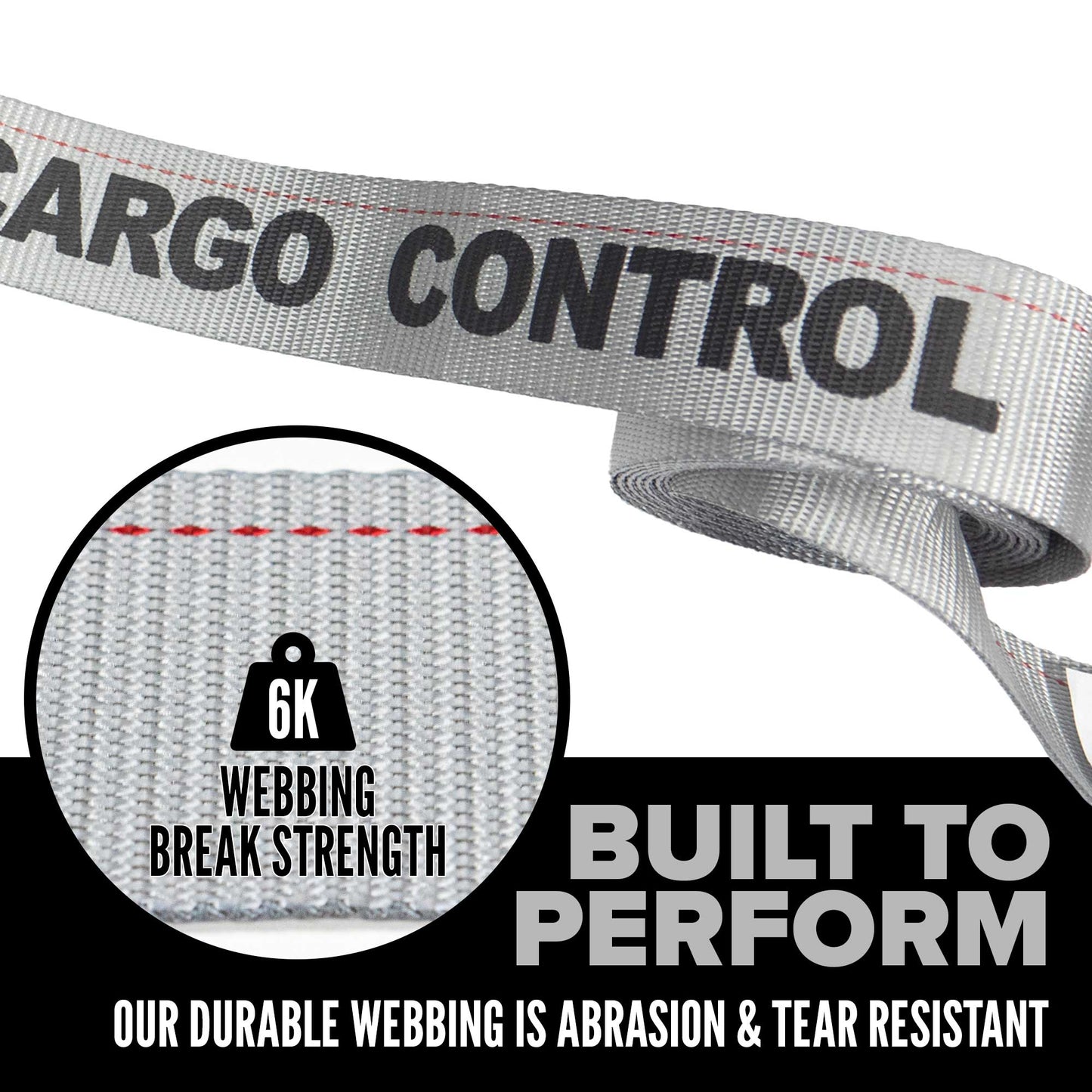 2" x 16' Gray Cam Buckle Strap with Plate Trailer F-Hooks