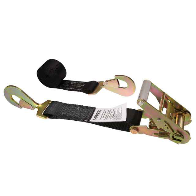 2" x 8' Car Tie Down Ratchet Strap with Twisted Snap Hooks | Black