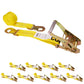 2" x 8' Car Tie Down Ratchet Strap with Flat Snap Hooks | Yellow | 10-Pack