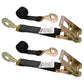 2" x 12' Car Tie Down Ratchet Strap with Twisted Snap Hooks | Black | 2-Pack