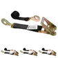 2" x 12' Car Tie Down Ratchet Strap with Twisted Snap Hooks | Black | 4-Pack
