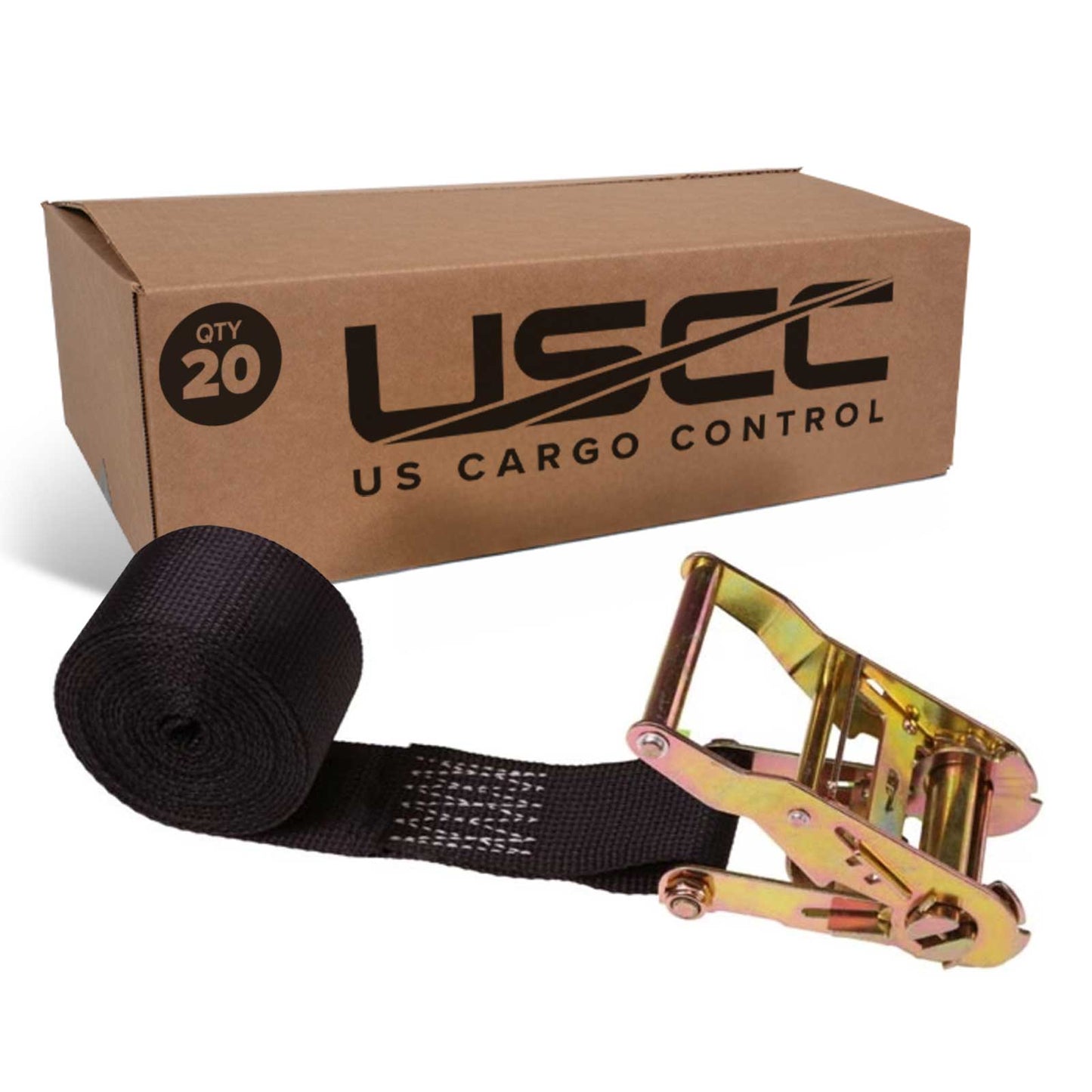 2" x 20' Heavy-Duty Endless Ratchet Strap | Black | 20-Pack