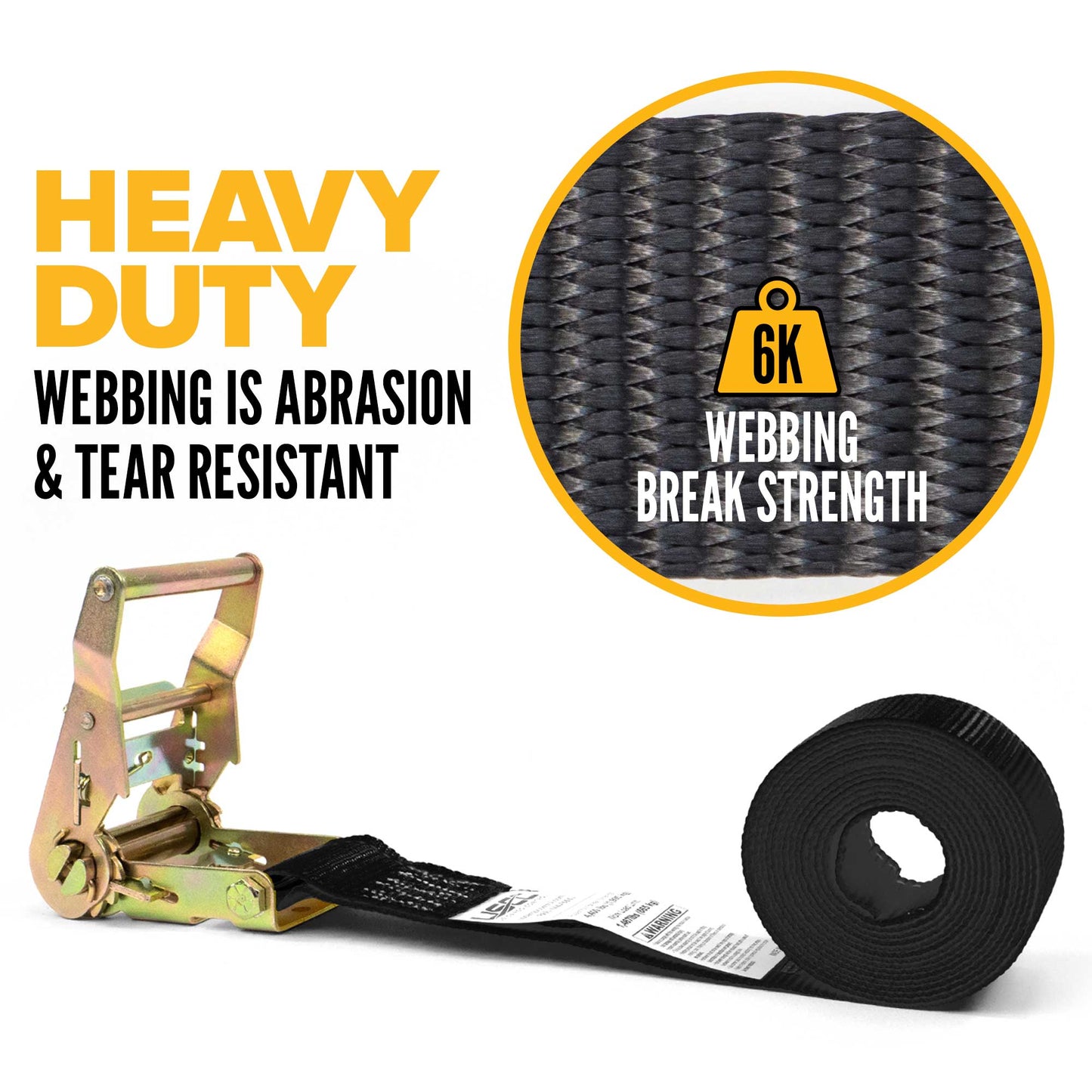 2" x 15' Endless Ratchet Strap | Black | 25-Pack