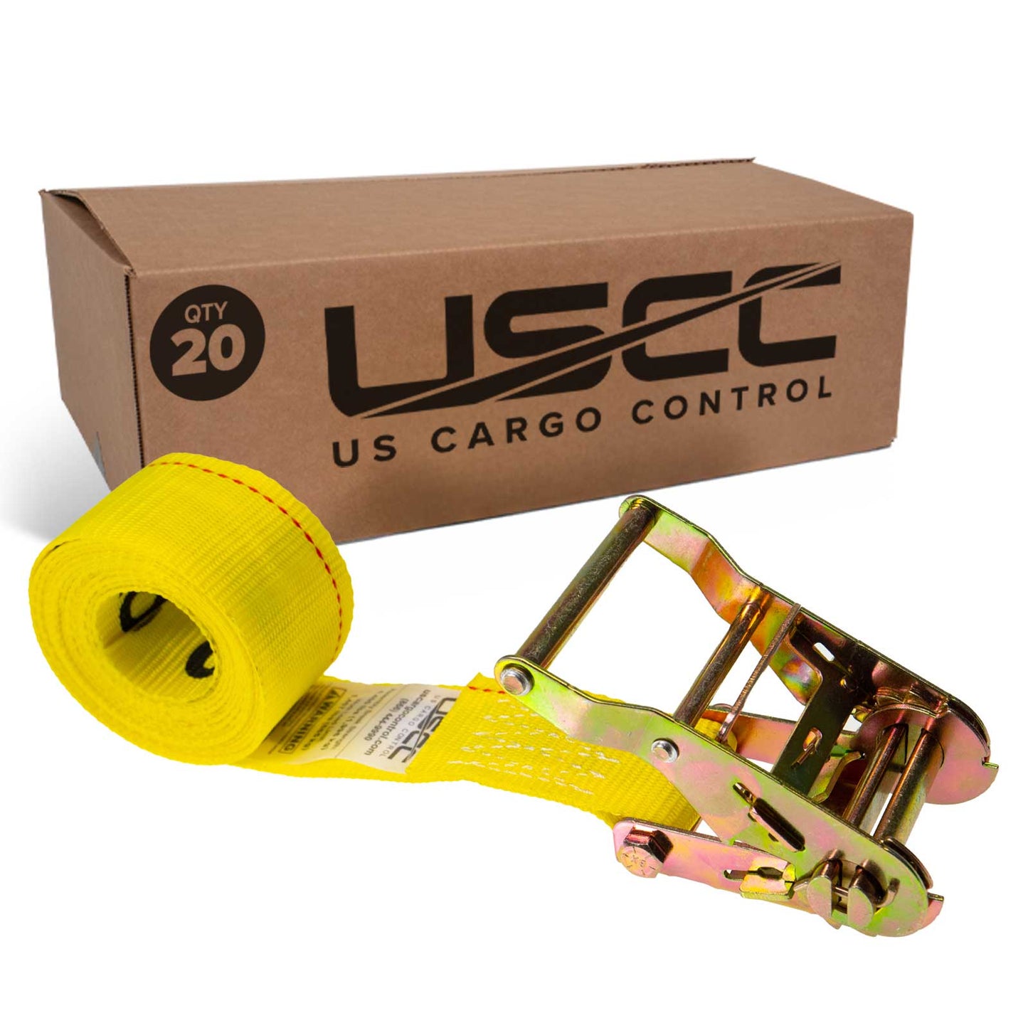 2" x 20' Heavy-Duty Endless Ratchet Strap | Yellow | 20-Pack