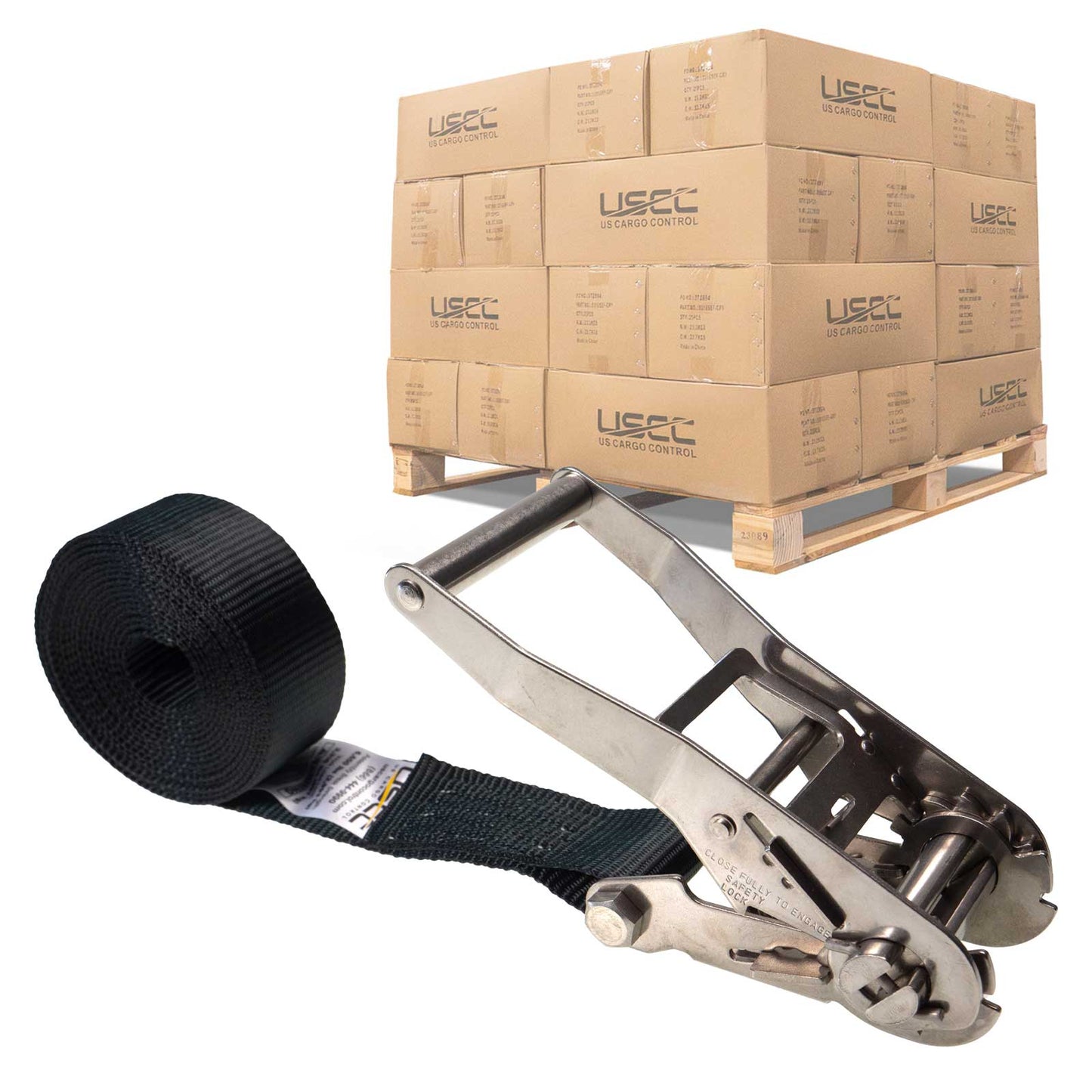 2" x 15' Endless Stainless Steel Ratchet Strap | Black | 320-Pack (Pallet)