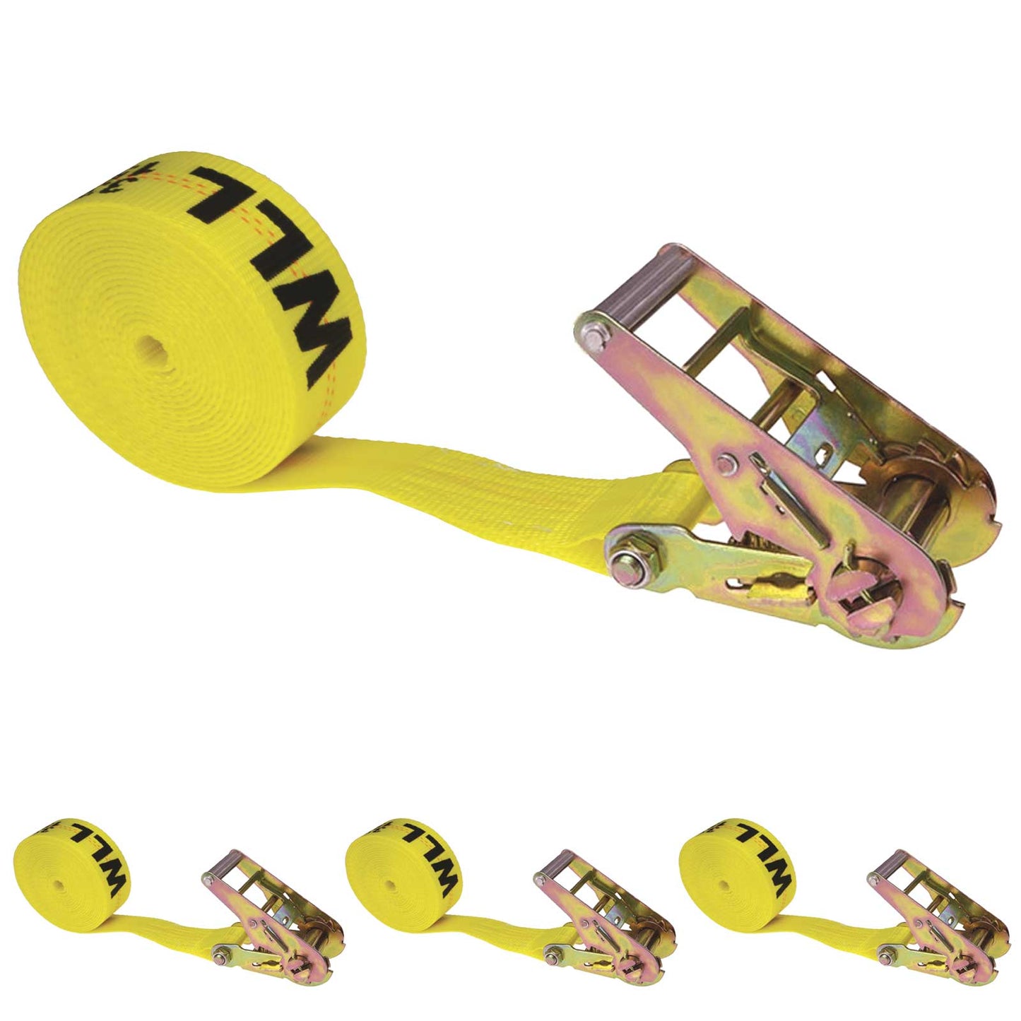 2" x 20' Heavy-Duty Endless Ratchet Strap | Yellow | 4-Pack