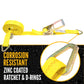 2" x 30' Ratchet Strap with D-Rings | Yellow