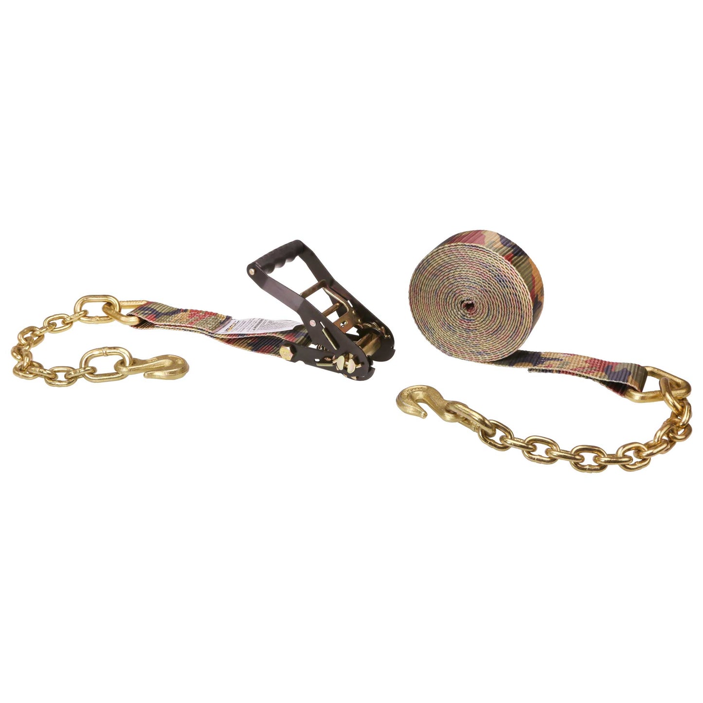 2" x 30' Camo Ratchet Strap with Chain Extension
