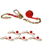 2" x 27' Ratchet Strap with Chain Extension | Red | 6-Pack