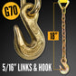 2" x 27' Ratchet Strap with Chain Extension | Red | 2-Pack