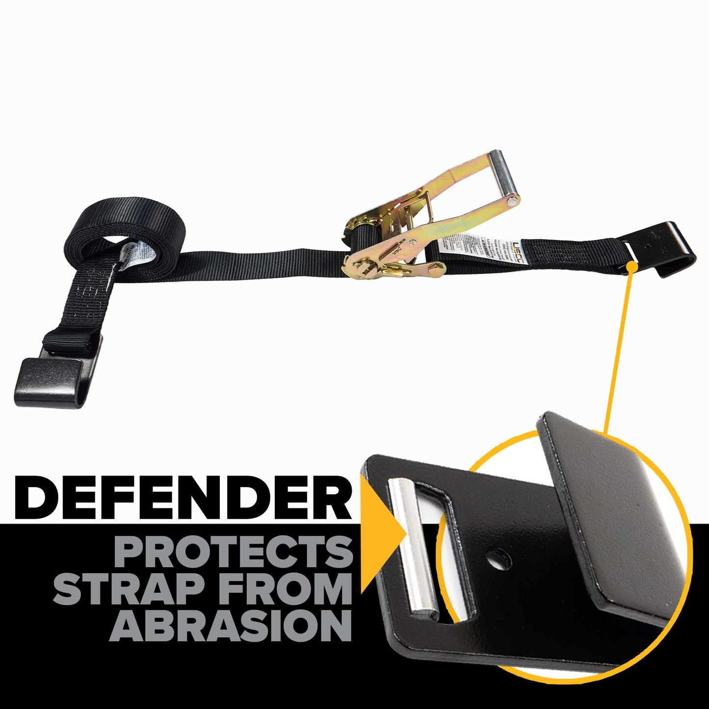 2" x 30' Ratchet Strap with Flat Hooks | Black | 4-Pack