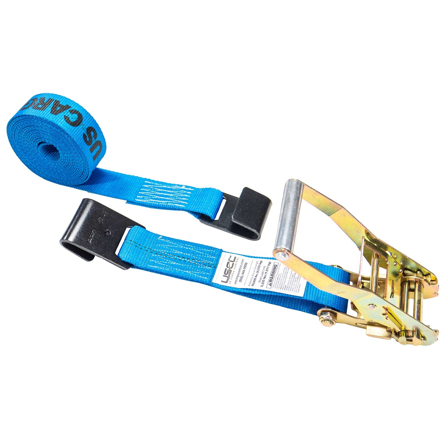 2" x 50' Ratchet Strap with Flat Hooks | Blue