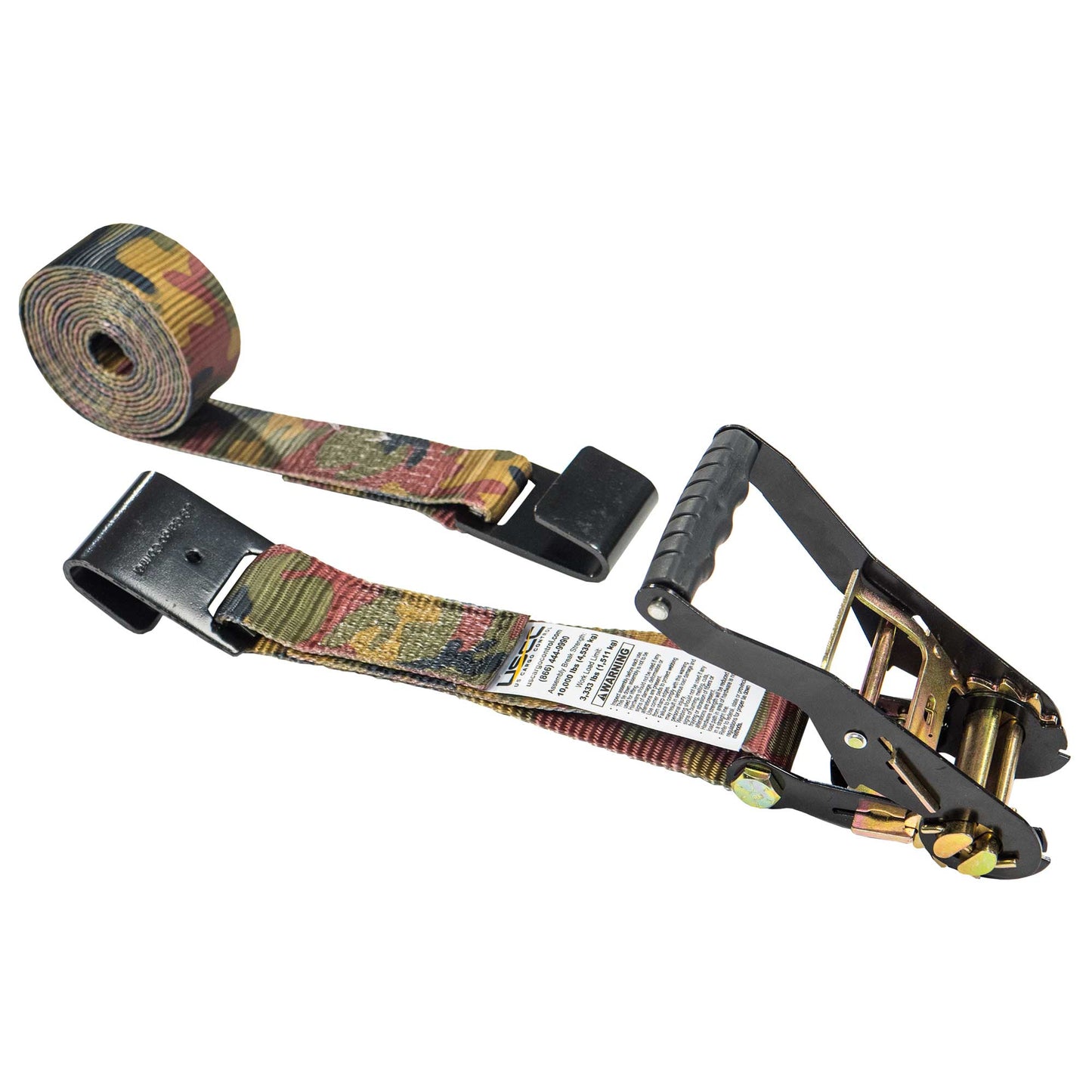 2" x 30' Camo Ratchet Strap with Flat Hooks
