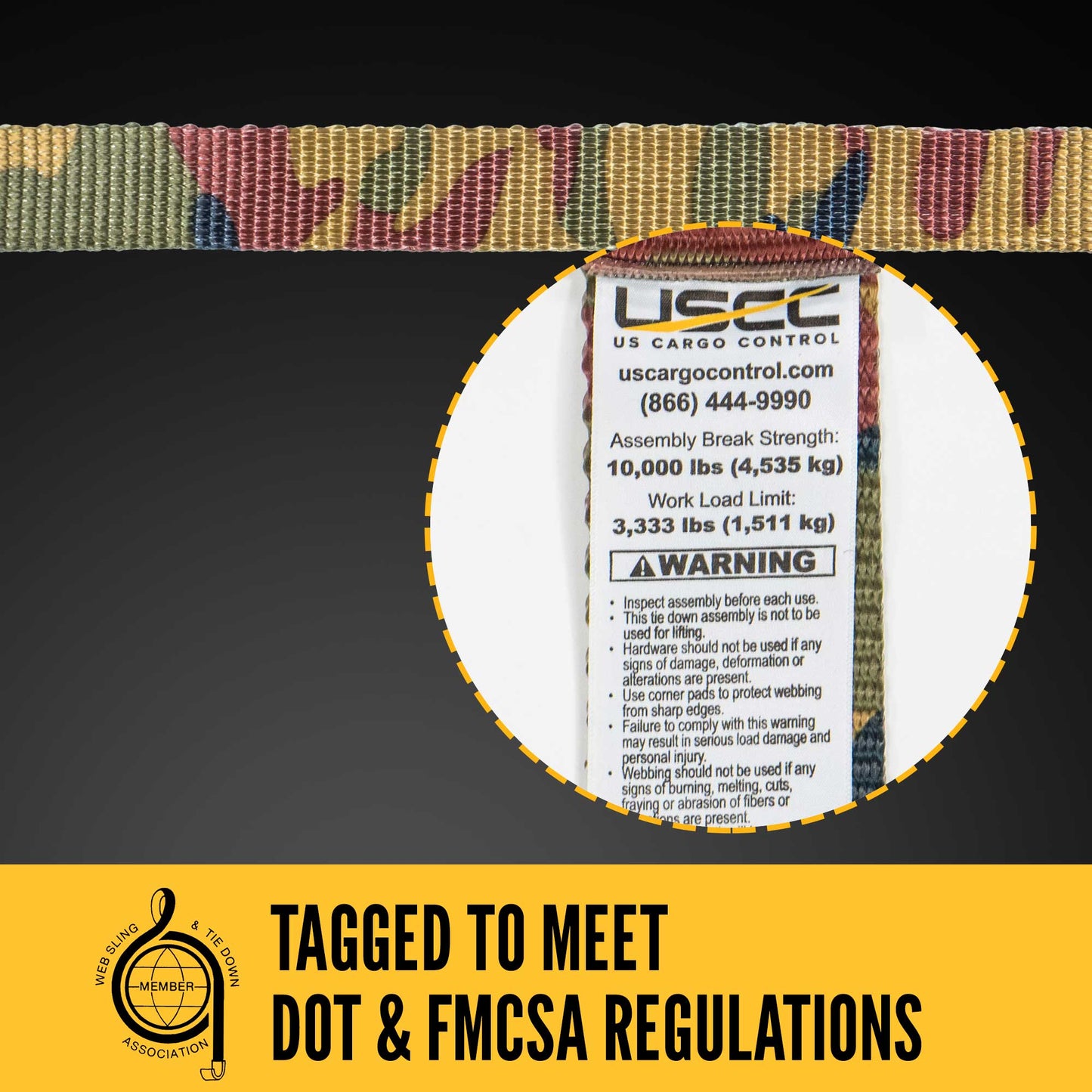2" x 30' Camo Ratchet Strap with Flat Hooks