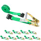 2" x 27' Ratchet Strap with Flat Hooks | Green | 10-Pack