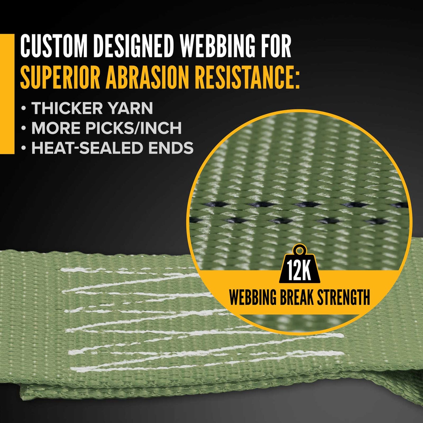 2" x 50' Ratchet Strap with Flat Hooks | Olive Drab