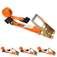 2" x 18' Ratchet Strap with Flat Hooks | Orange | 4-Pack