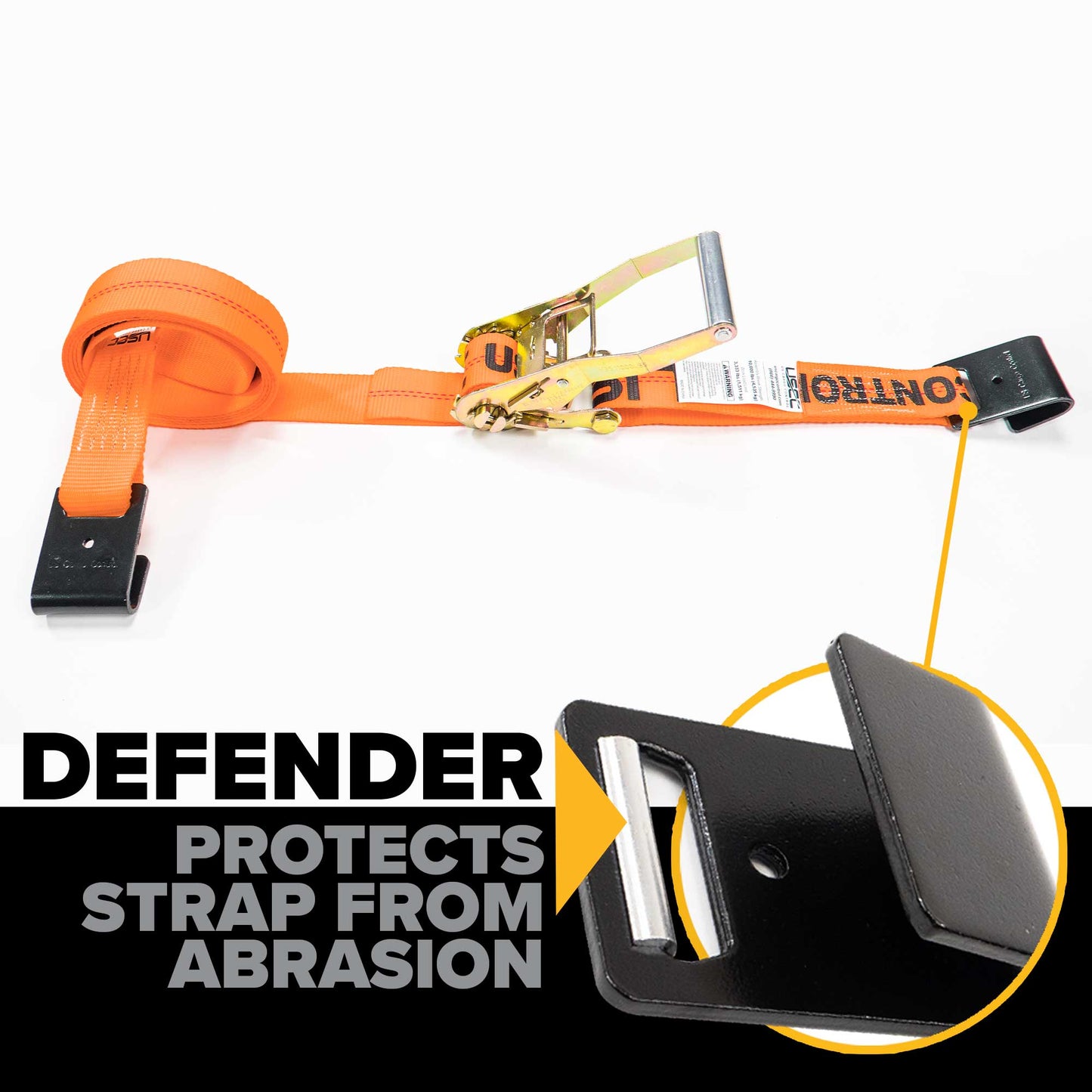 2" x 30' Ratchet Strap with Flat Hooks | Orange