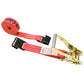 2" x 50' Ratchet Strap with Flat Hooks | Red