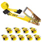 2" x 30' Ratchet Strap with Flat Hooks | Yellow | 10-Pack