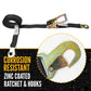 2" x 8' Car Tie Down Ratchet Strap with Flat Snap Hooks | Black