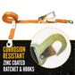 2" x 12' Car Tie Down Ratchet Strap with Flat Snap Hooks | Orange
