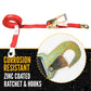 2" x 12' Car Tie Down Ratchet Strap with Flat Snap Hooks | Red