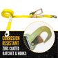 2" x 8' Car Tie Down Ratchet Strap with Flat Snap Hooks | Yellow | 2-Pack